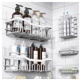 Shower Caddy 5 Pack,Adhesive Shower Organizer for Bathroom Storage&Home Decor&Kitchen,No Drilling,Large Capacity,Rustproof Stainless Steel Bathroom Organizer,Shower Shelves for Inside Shower Larger