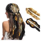 Senker Fashion 35 Women Satin Square Head Scarf, Pirate Accessories Silk Scarf Bandana for Hair Wrapping and Sleeping