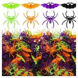 Zubebe 200 Pieces Halloween Spider Rings Bat Ring Plastic Spider Bat Rings Fake Toy Rings Bulk Halloween Rings Plastic Cupcake Topper for Halloween Decoration Party Favors Gifts (Black)