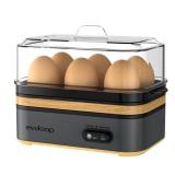 Evoloop Rapid Egg Cooker Electric 6 Eggs Capacity, Soft, Medium, Hard Boiled, Poacher, Omelet Maker Egg Poacher With Auto Shut Off, BPA Free