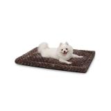 Washable Dog Bed Mat Reversible Dog Crate Pad Soft Fluffy Pet Kennel Beds Dog Sleeping Mattress for Large Jumbo Medium Small Dogs, 29 x 18 Inch, Brown