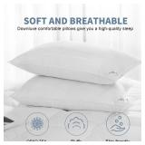 downluxe Down Alternative Pillows Queen Size Set of 2   Hotel Collection Soft Bed Pillows for Sleeping, Perfect for Side, Back and Stomach Sleepers, 20 X 28