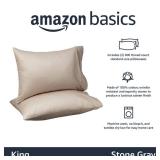 Amazon Basics 400 Thread Count Cotton Pillow Cases, King, Set of 2, Stone Gray, 40 L x 20 W, Pillows Not Included