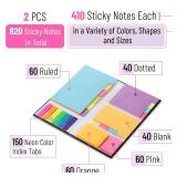 Mr. Pen  Sticky Note Set, 2 Sets, 820 pcs, Vibrant Colors, Sticky Notes Tabs, Divider Sticky Notes, Office Supplies, Planner Sticky Notes, Sticky Note Dividers Tabs, Book Notes, Christmas Gift