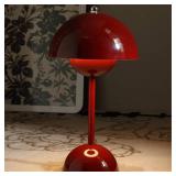 Glivpny Flowerpot Cordless Table Lamp, 5000mAh Battery Mushroom Table Lamp,Portable Patio Table Lamp,Small Rechargeable Lamp for Nightstand,Dimmable Touch Bedroom Lamp for Indoor Outdoor (Red)