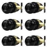 Probrico Black Door Knobs for Bedroom Bathroom, Interior Door Knob with Round Ball, Matte Black Privacy Door Knob, 6 Pack