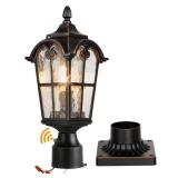 Hardwired 120V Dusk to Dawn Outdoor Post Light Black Roman, Waterproof Aluminum Pole Light Fixture with Pier Mount Base, Exterior Lamp Post Lantern Head with Clear Glass for Garden Yard Patio Pathway