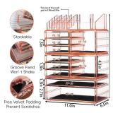 Cq acrylic Pink Makeup Storage Organizer Care Large Cosmetic Display Cases Stackable Storage Box Pack of 1 With 10 Drawers For Dresser