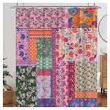 Laifzere Patchwork Boho Floral Shower Curtain Rustic Flower Shower Curtain for Bathroom Set Farmhouse Bohemian Country Retro Spring Fabric Waterproof Shower Curtain for Bathtub 60x72 Inch with Hooks