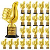 Jenaai 22 Pcs Thumbs up Award Trophies with 24 Sheets Kudos Appreciation Stickers Plastic Gold Trophy Award You are Awesome Thank You Teacher Stickers for Employee Coworker Teachers Volunteer Nurse