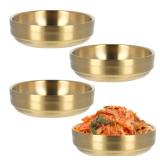 Anjetan 3.5 Oz Korean Gold Dishes Set, 4 Pack Resturant Quality Dinning Dishes for Condiment Seasoning Sushi Dipping, Food Grade Stainless Steel Gold Bowls for Home Kitchen