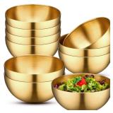 Nuogo 10 Pcs Gold Bowls Stainless Steel Bowls Gold Serving Bowls Gold Mixing Bowls Decorative Gold Soup Bowl Metal Salad Dessert Cereal Fruit Snack Facial Bowls for Christmas Hanukkah Party (5.9 Inch)