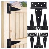 8 Inch T Strap Gate Hinges, Heavy Duty Shed Barn Door Hinges, Black Tee Hinges for Wooden Fence, Yard Gate, Wrought Hardware Iron Rustproof (6 Pack)