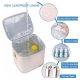 BABEYER Breastmilk Cooler Bag with Ice Pack Fits 6 Baby Bottles Up to 9 Ounce, Baby Bottle Bag with Shoulder Strap for Nursing Mom Daycare, Cream