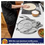 Vivicreate 8 Inch Tortilla Press, Tortilladora Press, Aluminum Tortilla Press, Flour Tortilla Press, Rotis Press, Quesadilla press, Taco Maker (Silver)