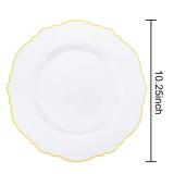 WDF 60pcs Gold Plastic Plates Gold Rimmed Plastic Plates  10.25inch Baroque White And Gold Plastic Plates Disposable Dinner Plates for Upscale Parties &Wedding