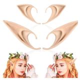 FRESHME Fairy Pixie Elf Ears - Medium and Long Style Cosplay Soft Pointed Ears Renaissance Party Christmas Halloween Costume Makeup Costume Accessories Elven Masquerade Vampire Fairy Ears (2 Pairs)