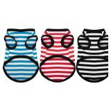 Paiaite 3 Pieces Dog Striped Shirt Light Color Cotton Sleeveless Puppy Dog Shirts Breathable Pet Apparel Tank Top Colorful Puppy Sweatshirt Dog Clothes for Small Medium Dogs L