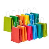 RACETOP 32 Pack Small Paper Gift Bags with Handles, 5.8"x3.2"x8.25" Kraft Paper Party Favor Bags Bulk for Kids Birthday, Baby Shower, Crafts, Wedding, Party Supplies (8 Colors)