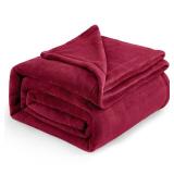 Flannel Fleece Luxury Blanket Red Queen(90"x90") Size Lightweight Cozy Plush Microfiber Solid Blanket by Bedsure Green