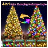 Hezbjiti 337FT 720LED Color Changing Christmas Lights Outdoor, 11 Modes String Lights IP44 Waterproof Fairy Light for Party Tree Garden Wedding Decorations (Multicolor to Warm White, Clear Wire)