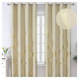 Estelar Textiler Light Grey Blackout Curtains 72 Inches Long, Silver Palm Tree Pattern Light Gray Curtains, Light Blocking Thermal Insulated Grommet Window Drapes for Bedroom, 52Wx72L, 2 Panels