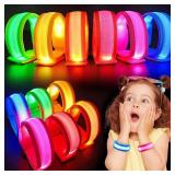 GIFTINBOX 12/6 PCS LED Light Up Bracelets for Kids Adults, LED Glow Flashing Arm Wrist Bands, Glow in The Dark Party Supplies for Night Events Halloween Safety Party Favors Concerts Rave Sports