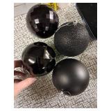 4PC Large Christmas Ornaments Christmas Ball Ornaments Black Giant Christmas Ornaments Shatterproof Plastic Decorative Hanging Mercury Balls for Holiday Party Decorations(Black, 4.0" (4pcs)