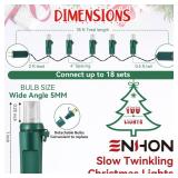 Enhon Slow Twinkling Christmas Lights, 100 Lights 35 Ft Twinkle Lights Pulsing Christmas Lights, 5mm LED Wide Angle Soft Random Shimmering Light Set with Green Wire(Warm White,1 Pack)