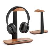 UPERGO Walnut Headphone Stand, Wood Headset Stand for Desk, Universal Headphone Holder with Storage Base for Gaming, Airpod max, Bose, Razer