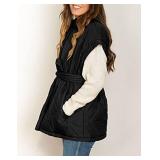 Womens Quilted Stand Collar Full-Zip Gilet Puffer Sleeveless Vest with Pockets