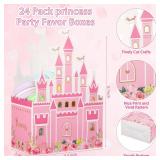 24 Pieces Castle Party Favor Pink Gold Box Little Princess Candy Treat Boxes Cardboard Goodies Present Cookies Boxes for Kids Birthday Baby Shower Wedding Party Decorations 6.4 x 2.4 x 4.1 Inches Reta