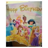 BWW Princess Happy Birthday Backdrop Colorful Rainbow Flowers Photo Backdrop Fairy Tale Little Girl Princess Birthday Party Background Multicolor Glitter Photography Background 5x3ft Retail $9.99