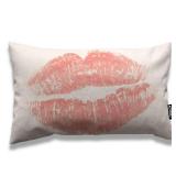 AOYEGO Lip Throw Pillow Cover 12x20 Inch White Rose Gold Glitter Pink Lipstick Girl Woman Mouth Rectangle Pillow Cases Home Decorative Cotton Linen Cushion Cover for Bed Sofa Retail $12.01