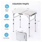 YUFIFAIRY, Small Aluminum Camp Table, Lightweight, Portable, Foldable with 3 Adjustable Height, Indoor Outdoor Table for Cooking, Picnic, (3 Heights), 24