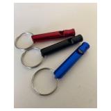 (3) Count Emergency Whistles- Blue, Black, Red