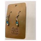 Dainty Blue and Silver dangle earrings- NEW