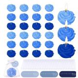 Treela 24 Sets Wedding Favor Candles for Guests Blue Flower Candle Rose Shaped Tealight Candles Bridal Shower Favors Return Gift for Wedding Baby Shower