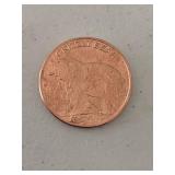 1 oz AVDP .999 fine copper round grizzly bear design