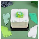 2 count 3D Art Calendar Memo Pad 2024, Creative Time Piece Calendar Sakura Tree Rip Away Paper Carving Sticky DIY Note Green