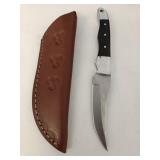 Handmade D2 steel blade knife full tang with leather sheath aprox 9 inch