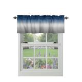 Windows Valances Curtain Blue and Grey Ombre Kitchen Valances Rod Pocket Gradient Gradual Color Modern Window Treatment Short Topper Curtains for Kitchen Bathroom Living Room 1 Panel,54 x 18 inch