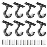 Anndason Curtain Rod Brackets Ceiling ?ount and ?all Installation?Curtain Rod Brackets Ceiling Curtain Rod Brackets Rod Holders for 1 Inch Rod, Black Color, (Set of 2,Black)