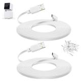 Smays 10 ft Cable for WYZE Cam Pan v3 Camera, Long Micro USB Flat Power Cord, 90 Degree 2-Pack, White