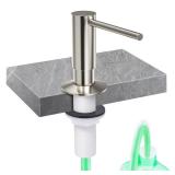 SAMODRA Kitchen Sink Soap Dispenser, Brass Pump Head Brushed Nickel Finish Built in Design with 39" Extension Tube Directly to Soap Bottle, No More Messy Refills(No Bottle)