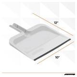 Superio Clip-On Dustpan with Rubber Lip - 10-inch Wide Durable Plastic Dust Pan with Comfort Grip Handle, White, 1-Pack