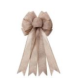 Large Burlap Wreaths Bows Rustic Jute Bows Christmas Tree Topper for Wedding Holiday Birthday Party Decoration