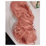 Anogol Hair Cap + 32 in/ 80cm Pink Long Wavy Cosplay Wig Synthetic Wig Pink Cosplay Wig for Girls for Women Girls Dress Up Wig for Anime Cartoon Costume Party Halloween Christmas Wig