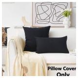 Home Brilliant Euro Sham Covers Linen Burlap Large Throw Pillows Cushion Cover for Bench, 26 x 26 inch(66cm), Black