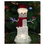 MOMENTS IN TIME 11.3 H Acrylic Ice Cube Snowman - LED Lights, Water Spinning Glitter, Battery Operated